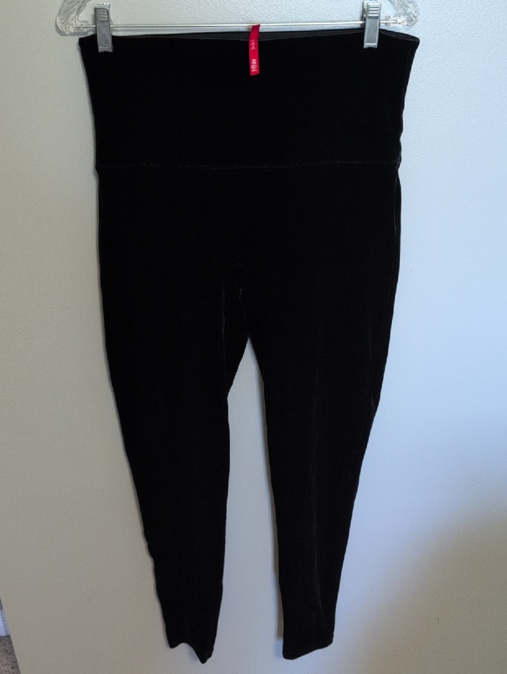 Spanx Women's Black Velvet Leggings Mid Rise SzXL